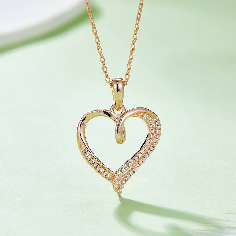 复芯爱心PendantS925银Moissanite厘石D级0.15ct
